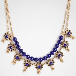 ANN TAYLOR PAVE FLOWER TASSEL NECKLACE